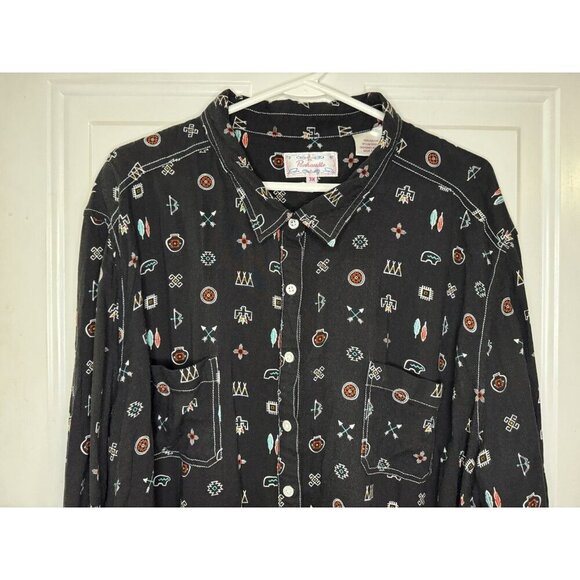 PANHANDLE Button Up Tunic Shirt Western Aztec Cowboy Rodeo Indian Soft Light 3X - Picture 5 of 8